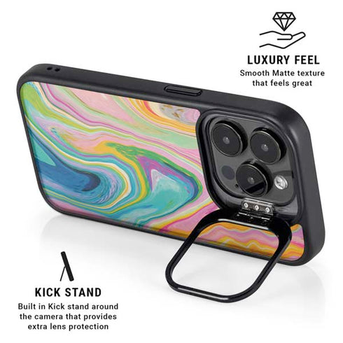 Rainbow Marble by Etta Vee iPhone 16 Pro Kickstand Case
